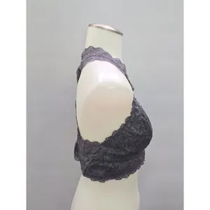 Felina Gray Romantic Boudoir Bridal Cottage Lingerie Feminine Goth Lace Bra L thumbnail 4
