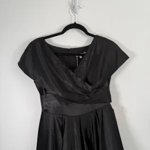 Ivy City‎ Co Audrey Dress Black Satin Midi Wedding Guest Cocktail Elegant Small thumbnail 3