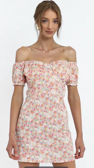 Showpo Meadows Dress In Pink Floral Mini thumbnail 1