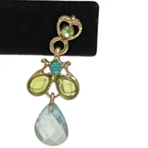 Light Blue Green Teardrop Crystal Necklace Earring Gold Tone Set 2028 Brand thumbnail 4
