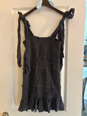 Charcoal Gray Ruffle Mini Dress Size M thumbnail 2