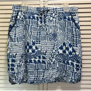 MB Design Mini Skirt Lined Size L‎ Marathon Elastic/Tie Blue/White Aztec NWT thumbnail 1