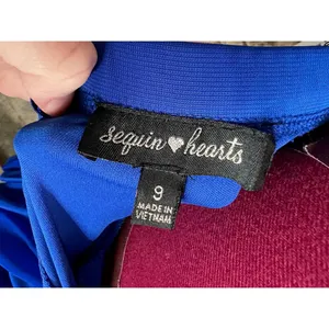 Sequin Hearts formal dress prom strapless jeweled waist sheer layers royal blue thumbnail 9