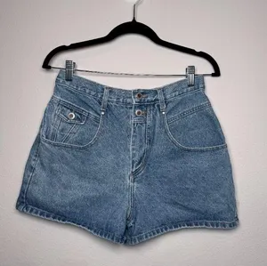 Retro 90s Vintage Classic Blue Denim High Rise Shorts thumbnail 1