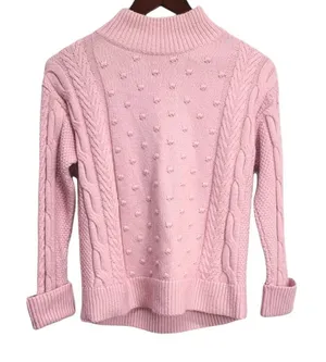 1. State Cable Knit Baby Pink Slim Turtleneck Sweater Size XXS‎ thumbnail 1
