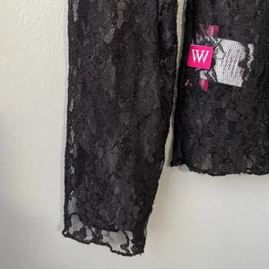 Sheer Lace Top Size Medium Black Whimsigoth Fairy Grunge Gothic Indie Sleaze thumbnail 5