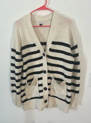 American Eagle Striped Knit Sweater button Cardigan thumbnail 1