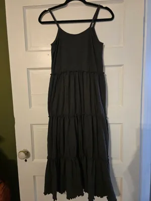 NATURAL LIFE Dark Green Tiered Maxi Dress with Thin Straps Size XS thumbnail 3