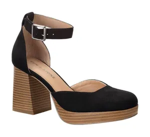 NWT Sun + Stone Leoniee Ankle-Strap Platform Dress Sandals Black Microsuede 5.5M thumbnail 1