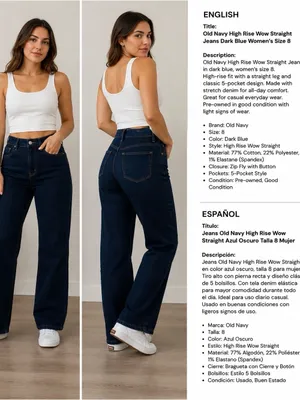 Old Navy Dark Blue High-Rise Straight Jeans thumbnail 2