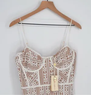 NEW For Love and Lemons Dakota Lace Midi Dress Bodysuit Sheer White Size M thumbnail 2