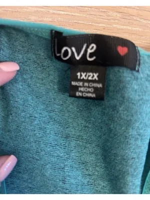 Love Women’s 1X/2X 2 Piece Seamless Activewear Set Tank Bike Shorts Teal Gray thumbnail 4