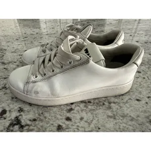 Prada white leather womens sneakers shoes 35 USED thumbnail 5