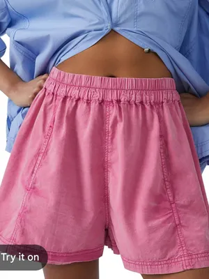 Free People Get Free Poplin Pull On Short in Gumdrop Size XS thumbnail 3