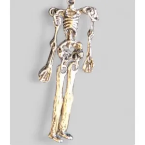 Silver Halloween Skeleton Dangle Earrings Gothic Vintage Style thumbnail 5
