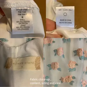 Altar'D State White W/Peach & Green Floral Print Organza Baby Doll Dress (M) thumbnail 11