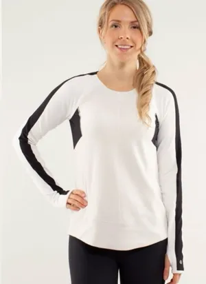LULULEMON Run: Bold In The Cold Long‎ Sleeve Polar Cream / Black Sz 6 thumbnail 1