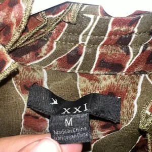 Vtg Y2k 2000s Ruffle Top Women's Medium Olive Green Sheer Fairy Grunge thumbnail 3