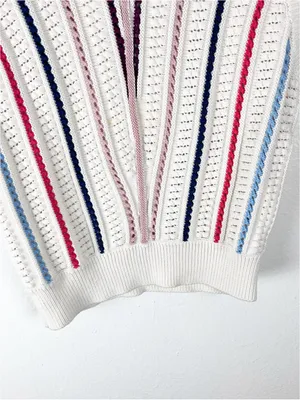 LE LIS 100% Cotton Striped Knit Sweater Vest Medium Preppy Golf Tennis Casual thumbnail 9