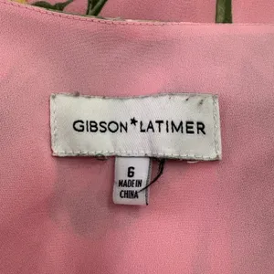 Gibson Latimer Pink Tropical Floral Midi‎ Dress Ruffle Flutter Sleeve Size 6 thumbnail 6
