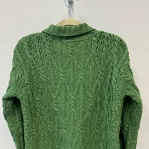 Vintage Aran Crafts Merino Wool Cable‎ Knit Button Cardigan Sweater Green XS thumbnail 6
