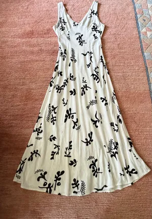 Anthropologie Paper Heart Women’s S Linen Blend Black White Maxi Dress thumbnail 2