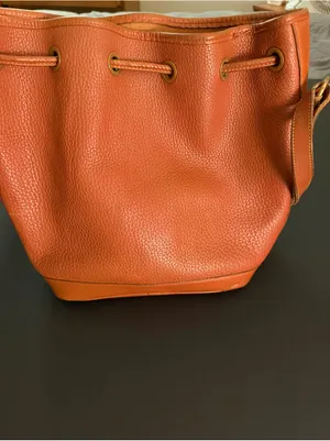 Dooney & Bourke Orange Pebble Leather Bucket Bag with Tassel Drawstring thumbnail 6