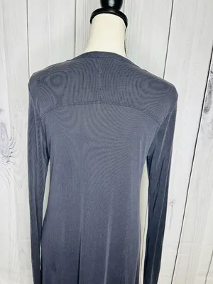 By Together Long Dress Ribbed Cardigan Button Down V-Neck Gray Size M thumbnail 7
