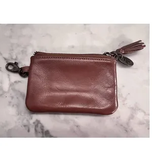 Jack‎ Mason Brown Leather ID Holder Coin Pouch Texas A&M Charm Tassel Zipper thumbnail 2