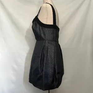 BCBGMaxAzria Runway Y2K Bubble Skirt Dress Sz 4 Goth HOCO Glam Metallic Coquette thumbnail 5