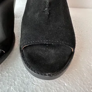 Frye Courtney Suede Slingback Heeled Mule Bootie Women's 10B Black 3.5" Heel thumbnail 4