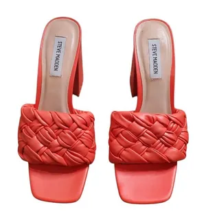 Steve Madden Leilani Red Block‎ Heel Woven Mule Size: 8.5 thumbnail 1