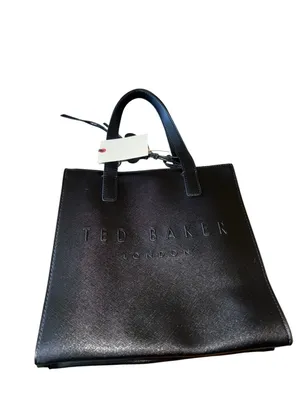 NWT Ted Baker London The Icon Black Embossed Small Tote With Flower Charm thumbnail 7