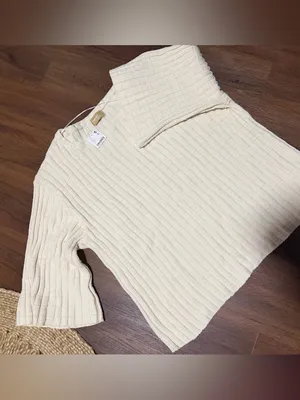 NWT Free People Kenzie Sweater top knit spring summer casual L coastal thumbnail 4
