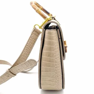 Fawn Design The Bamboo Shoulder Bag in Latte Faux Croc Purse Limited Edition NEW thumbnail 8