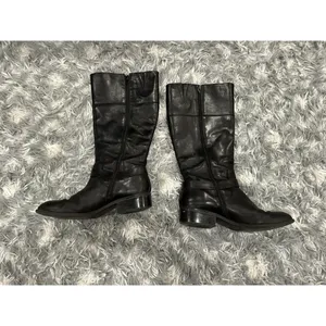RALPH LAUREN MESA Black Leather Riding Gold Buckle Tall Equestrian Size 9 thumbnail 2