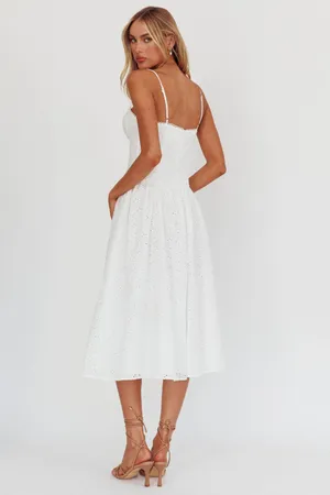 White eyelet midi dress Size M thumbnail 2