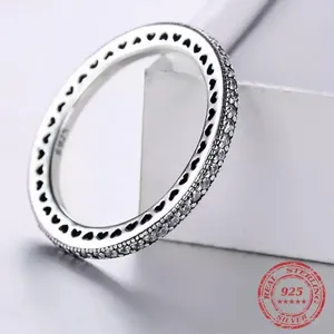 Sterling Silver SIZE 5 925  Hearts Clear CZ Stackable Ring thumbnail 2