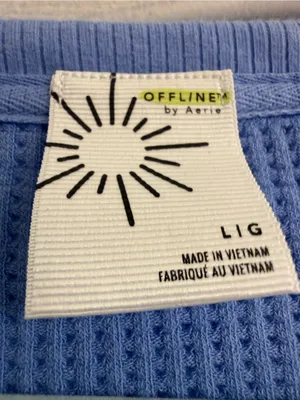 Aerie Offline Blue Oversized Takes Two To Tango Graphic Waffle Knit Top - size L thumbnail 6