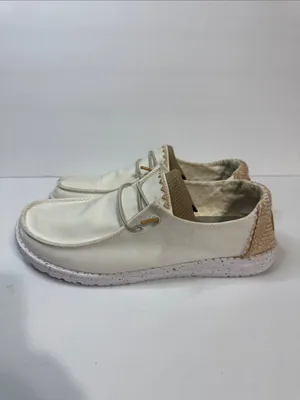 Hey Dude Women's Cream Slip-On Sneakers with Tan Heel Accent thumbnail 4