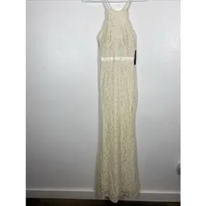 Lulus Zenith Cream Lace Maxi Dress NWT Size XS Halter Full Length Bridal Gown thumbnail 6