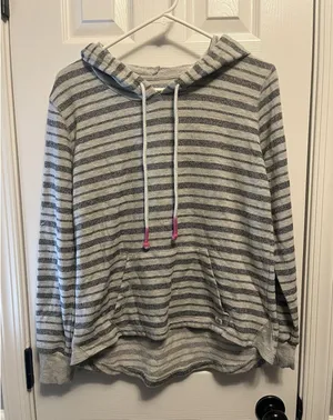 Billabong Baja Beach Hoodies Striped, Blue & White Medium, Kangaroo Pocket L thumbnail 1