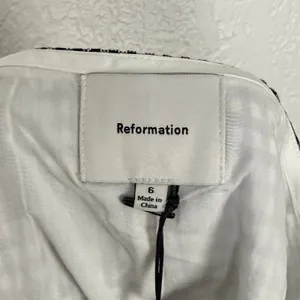 Reformation Rory Gingham Linen Pleated Mini Skirt Black/ White Size 6 NWT thumbnail 4