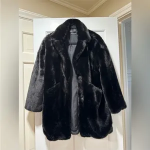 Zara NWT collared button front faux fur jacket coat thumbnail 4