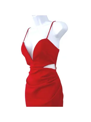 the Vintage Shop Red Plunge Cutout Bodycon Mini Dress Size Small Baddie Clubwear thumbnail 5