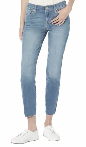 7 For All Mankind Gwenevere Ankle Skinny Blue Jeans raw hem size 24 thumbnail 1
