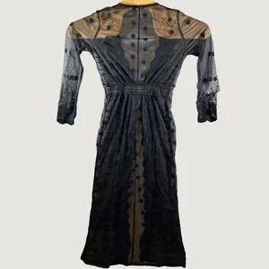 1322 |‎ Goth Whimsigoth Sheer Mesh Lace Duster Floral Embroidered Black S thumbnail 2