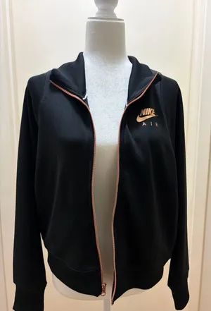 Nike Women's Black Zip Up Jacket with Rose Gold Accents thumbnail 1