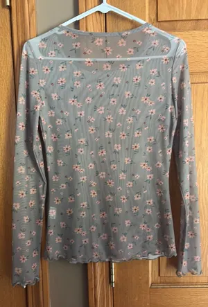 Sheer floral top Gray thumbnail 1