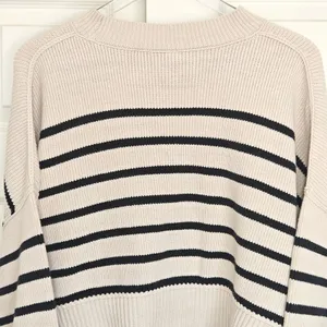 Free People Easy Street Striped Crop Sweater Cream‎ Black Knit Womens Small thumbnail 9